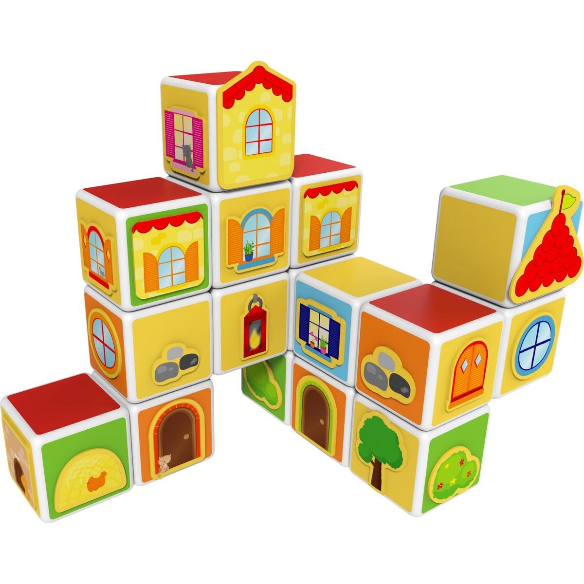 Geomag Magicube Castle & Homes – Magnetisches Konstruktionsspielzeug aus 100 % recyceltem Kunststoff, ab 3 Jahr - Spielzeug - Sonderposten