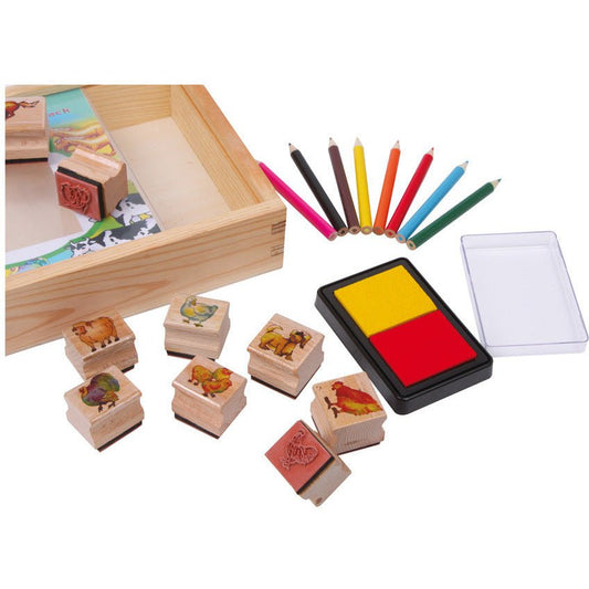 Kinder Stempel Set Farmtiere mit Stiften und Stempelkissen Kinder ab 3 Jahren small foot - Spielzeug - Sonderposten