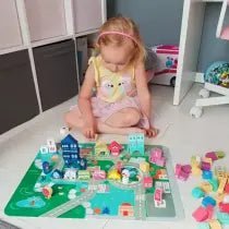 Holzbausteine Stadt Bauklötze Kinder ab 3 Jahren Bausteine Holz und Buchstaben Zahlen - Spielzeug - Sonderposten