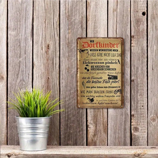 1 Stück Retro Metall Blechschild, Dorfkinder - Spielzeug - Sonderposten