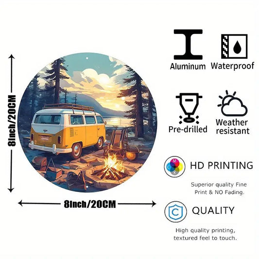 1 Stück, Wohnmobil Metall Aluminium Schild, Wanddekoration, VW Bulli Retro - Spielzeug - Sonderposten