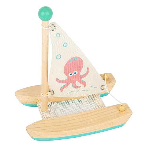small Foot Wasserspielzeug Katamaran Oktopus aus Holz, Badespielzeug fürs Wasser, für Kinder ab 24 Monaten, Badewannenspielzeug - Spielzeug - Sonderposten