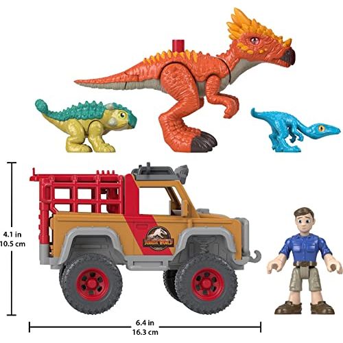 Fisher - Price Imaginext HCR94 - Jurassic World Neue Abenteuer Dino Abenteuerset, Fahrzeugset mit 3 Dinosaurier - Figuren, Dinosaurier Spielzeug für Kinder ab 3 Jahren - Spielzeug - Sonderposten