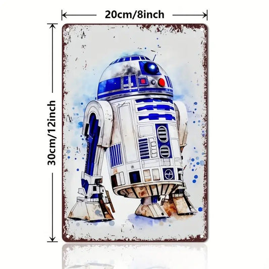 Lizenziert, 1 Stück, Vintage - Metallschild, Star Wars R2 - D2 - Poster - Spielzeug - Sonderposten