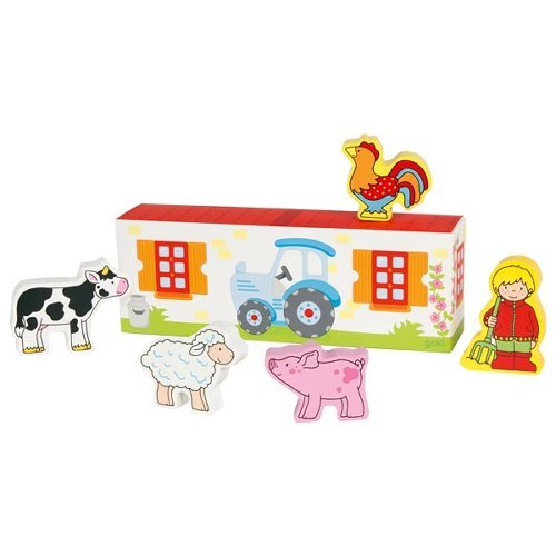 Goki 53799 Fietes Kleiner Bauernhof Holztiere Holzspielzeug - Spielzeug - Sonderposten