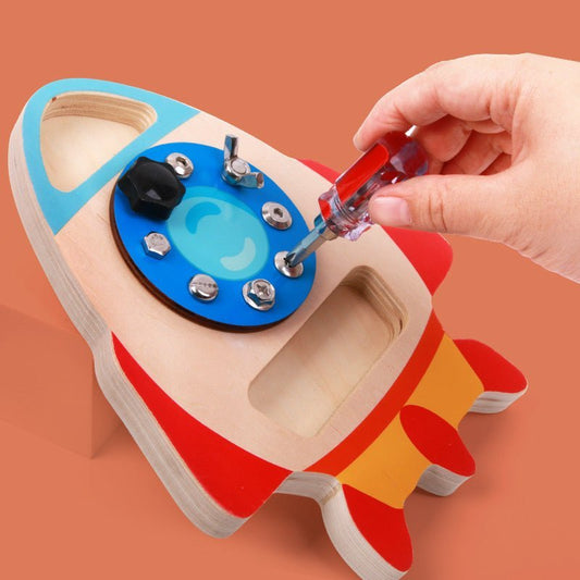 Motorik Rakete zum Schrauben Holz Spielzeug - Spielzeug - Sonderposten