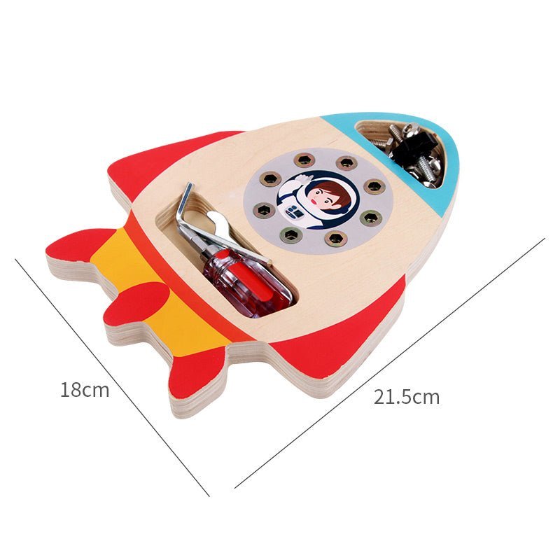 Motorik Rakete zum Schrauben Holz Spielzeug - Spielzeug - Sonderposten