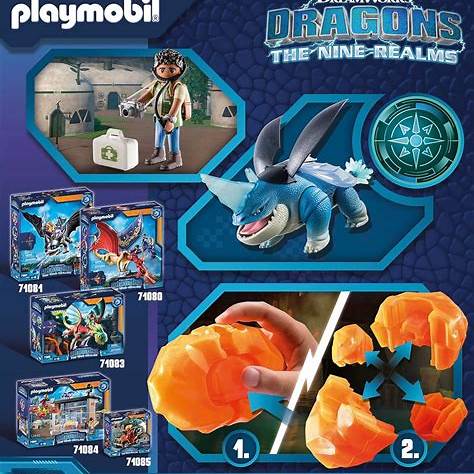 PLAYMOBIL Dragons: The Nine Realms – Plowhorn & D'Angelo (71082) ab 4 Jahren - Spielzeug - Sonderposten