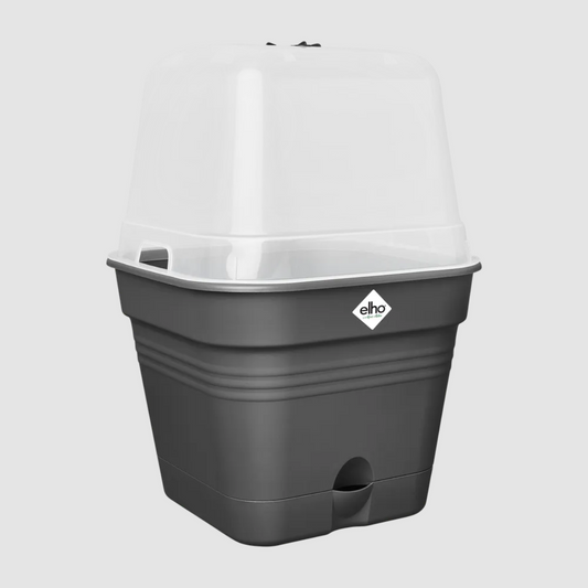 Elho - Green Basics - Quadratische Anzucht-Topf All-In-1 - 30 cm - Living Black
