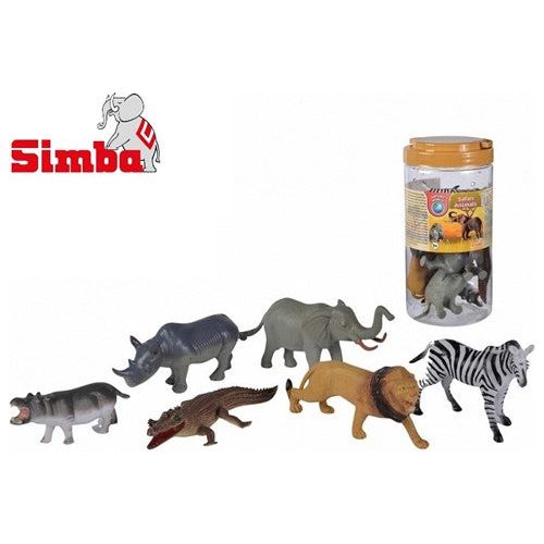 Nature World Safari Tiere 12,5 - 20cm 6 Stück im Fass 15x25cm - Spielzeug - Sonderposten