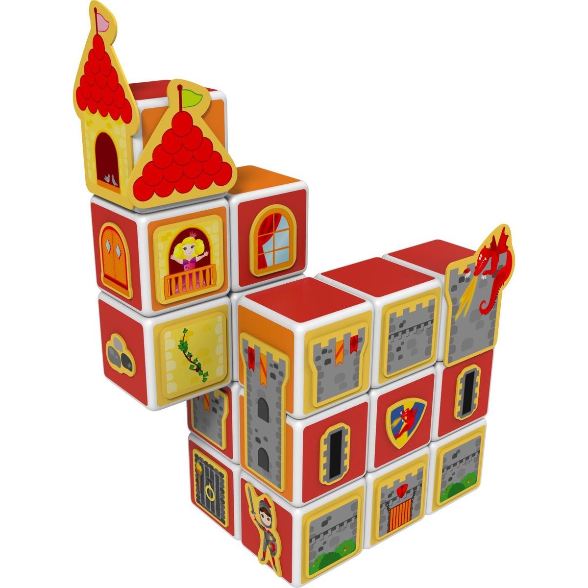 Geomag Magicube Castle & Homes – Magnetisches Konstruktionsspielzeug aus 100 % recyceltem Kunststoff, ab 3 Jahr - Spielzeug - Sonderposten