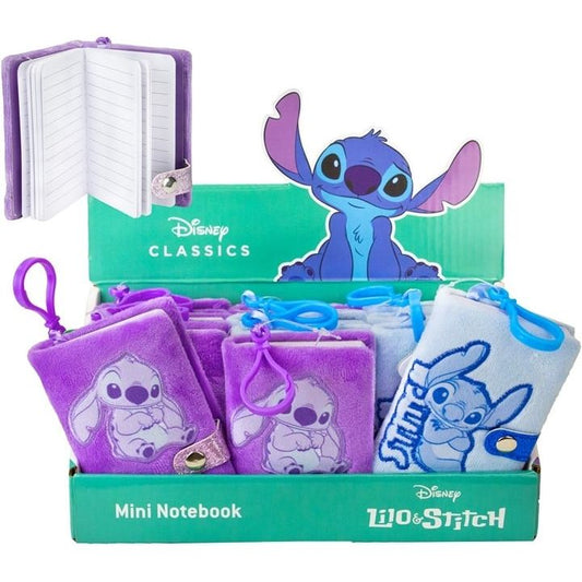 12 Stück Set Disney Lilo & Stitch – Mini - Plüsch - Notizbuch mit Clip (7 × 10 cm, sortiert im Display) - Spielzeug - Sonderposten