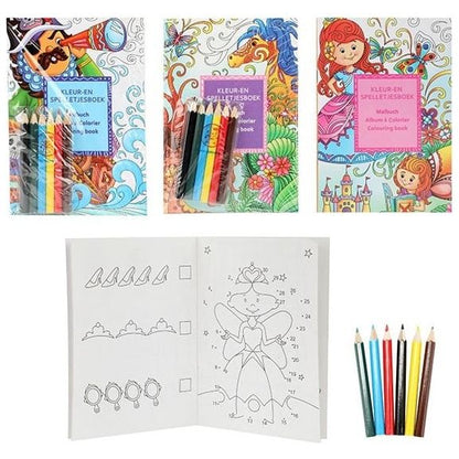 24 Teilig Mal - und Spielbuch mit 6 Buntstiften 4 sortiert 11,5x16,5cm Kinder ab 3 Jahren - Spielzeug - Sonderposten