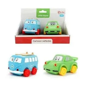 KLEINE STERNE Weich - PVC - Autos Cartoon 2 Stück 10,5x17x11cm. ab 18 Monaten - Spielzeug - Sonderposten